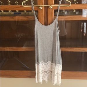Gray tank with lace bottom
